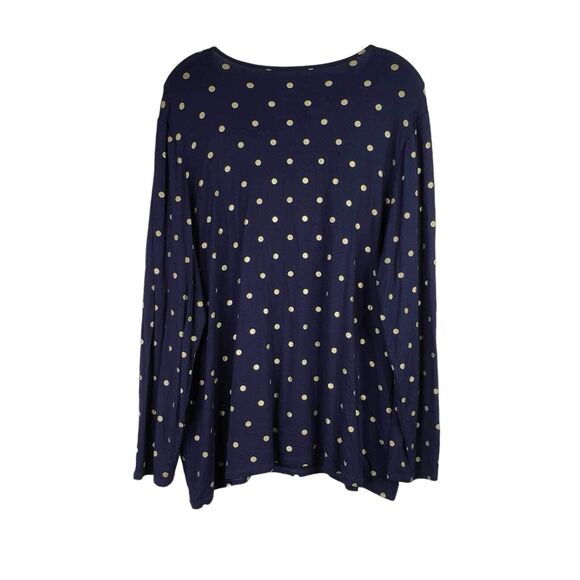 Chicos Shirt Ultimate Tee Womens Size 3 US XL Navy Blue Long Sleeve Polka Dot - Picture 3 of 10